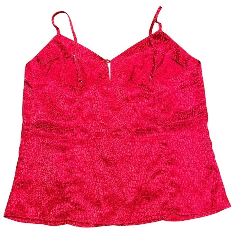 2 pc Valerie Stevens Metallic Red Animal Print Camisole Short Pajama Set Size S - Picture 6 of 11